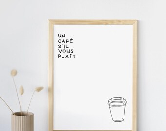 Franskt kaffekökstavla: Väggkonst med kaffeälskare (digital nedladdning)