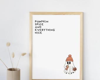 Pumpakrydda Kaffetryck: Höstköksväggkonst (digital nedladdning)