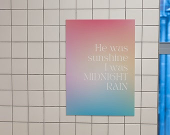Taylor Swift Midnight Rain Lyric Poster: Retro väggkonst (digital nedladdning)