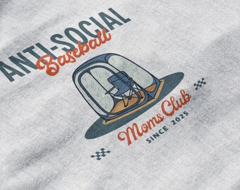 Camiseta gráfica de mamá antisocial del béisbol: divertida camiseta deportiva 100 % algodón