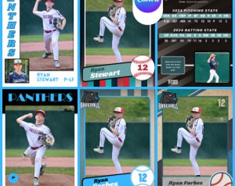 Plantilla de tarjeta de béisbol retro: Diseño editable en Canva (descarga digital)