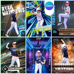 Baseball Card Templates Canva Bundle - Baseball Drip Edition