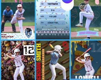 Plantilla de tarjeta de béisbol con helado de Canva Bundle - Edición de alimentos para el día del juego