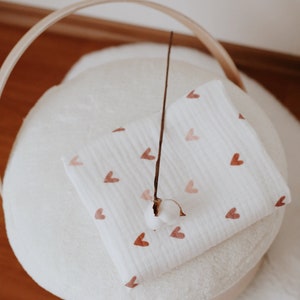 Heart 4 Layered Muslin Swaddle Blanket, Muslin Swaddle, Large Burping Cloth, Breastfeeding Cover, Baby Shower Gift, Soft Toddler Bedspread