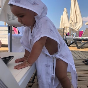 Koala Organic Muslin Hooded Baby Towel, Cotton Baby Poncho, Baby Beach Towel, Baby Shower Gift, Washcloth for Newborn, Cape for Baby
