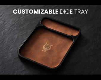 Dice Tray with Leather insert and Class Logo | DnD and Tabletop