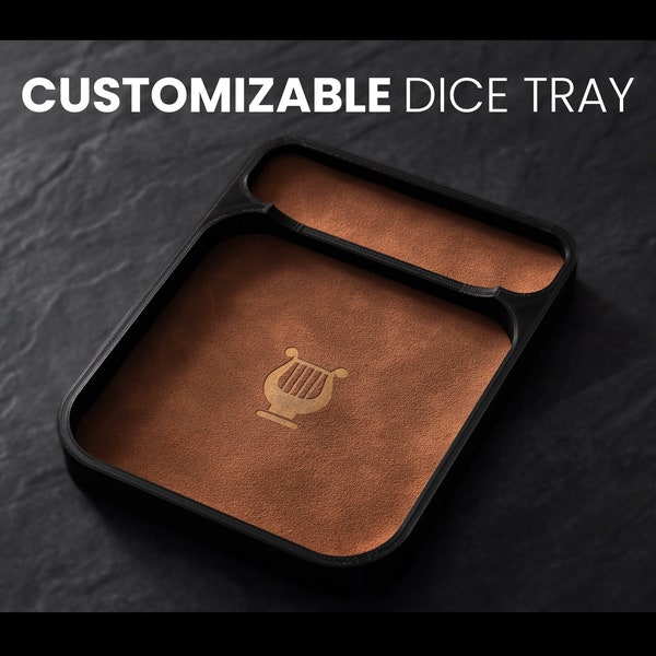 Dice Tray with Leather insert and Class Logo | DnD and Tabletop