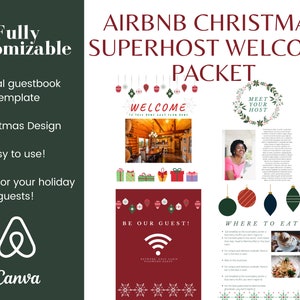 Christmas AIRBNB Welcome Packet | Holiday AIRBNB Welcome Template | Airbnb Holiday Canva Template | Christmas Canva Welcome book
