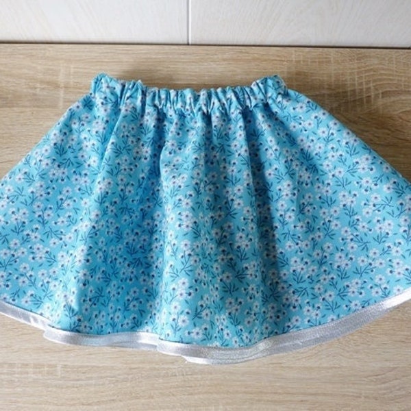 jupe coton liberty bleu turquoise 3 ans