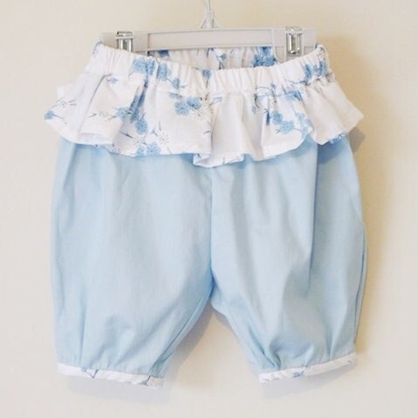 pantalon confort bébé bleu et blanc en coton