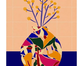 Dessin numérique, de la série "composition vase",  2022, illustration imprimée