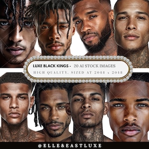 Luxe Black Kings AI Stock Photos: Melanin Male Models