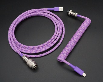 Aloha Purple Custom Coiled Keyboard Cable
