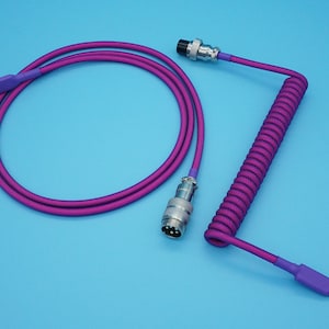 Pink & Purple Custom Coiled Keyboard Cable