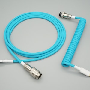 Teal Blue Custom Coiled Keyboard Cable