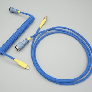 Blue & Yellow Custom Coiled Keyboard Cable