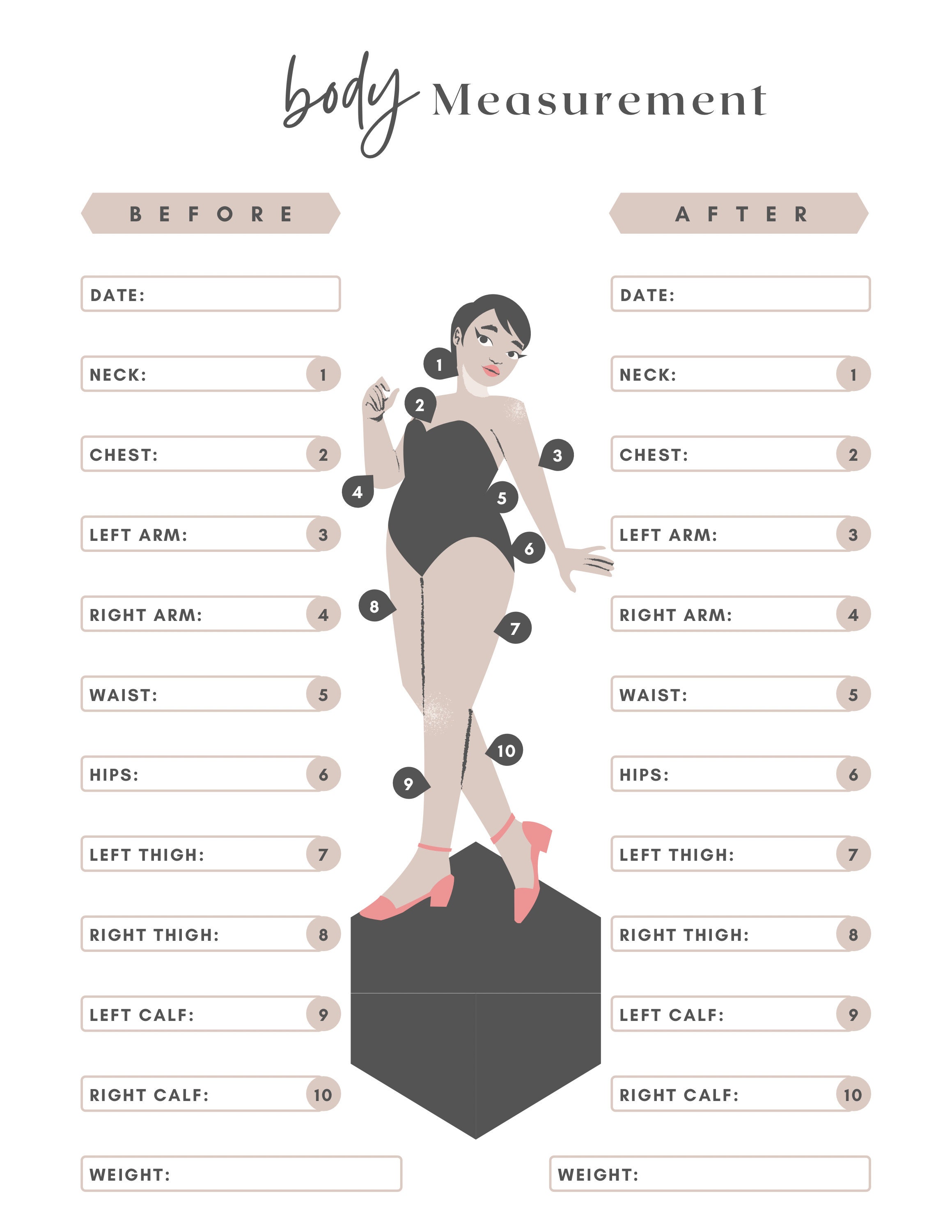 Female Printable Body Measurement Chart - Freebie Finding Mom