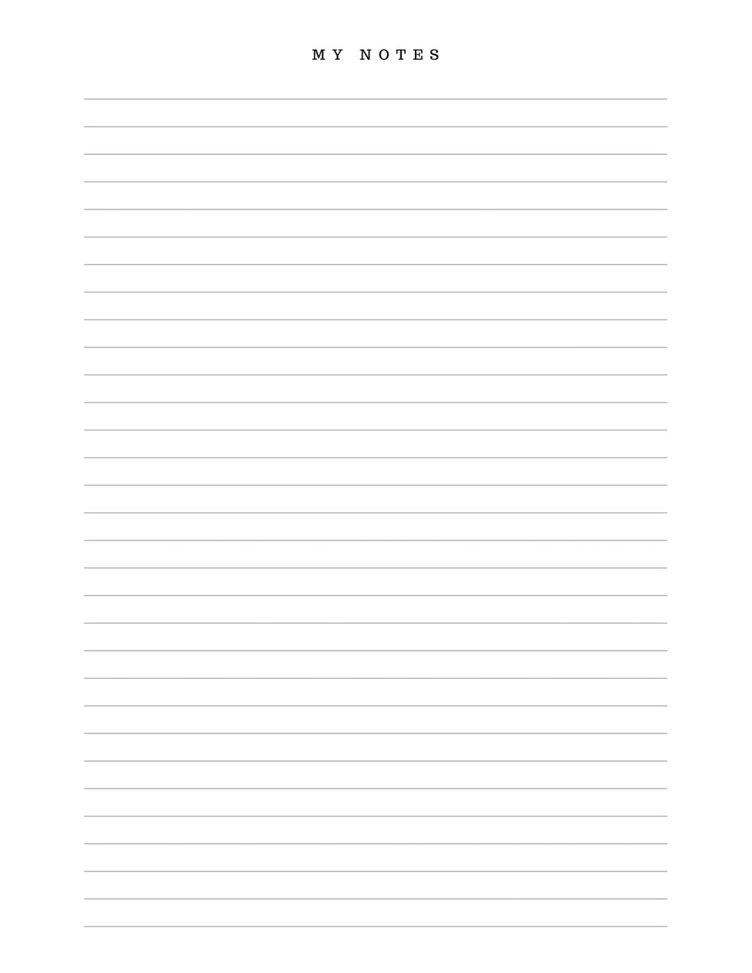 Notes Page Printable Lined Note Paper Notes Page Planner Etsy