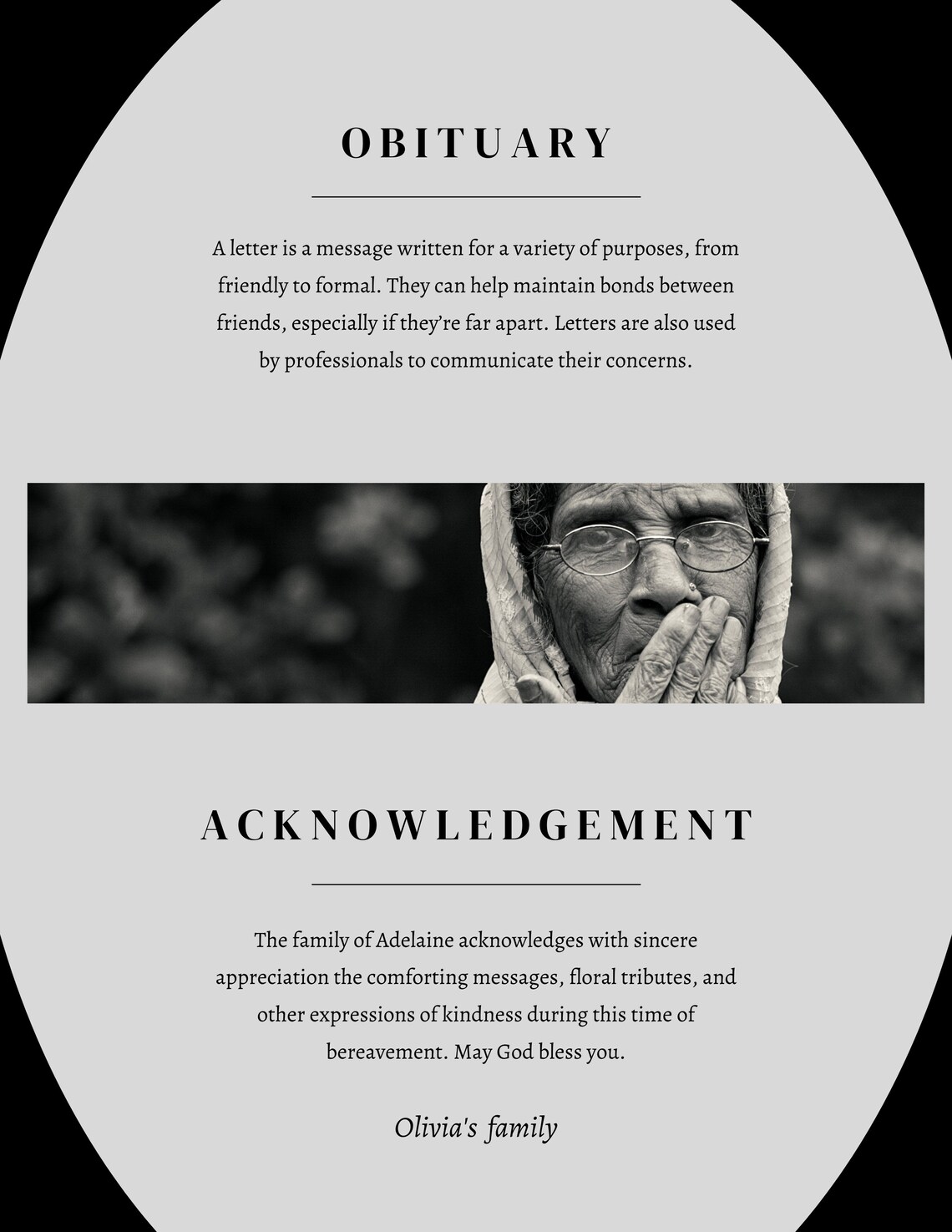 Editable Funeral Program Template, Memorial Program, Gray Template