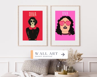 Diva Art bundle, digital download, wall art, digital print, home decor, printable wall art, printable art, digital prints, digital art