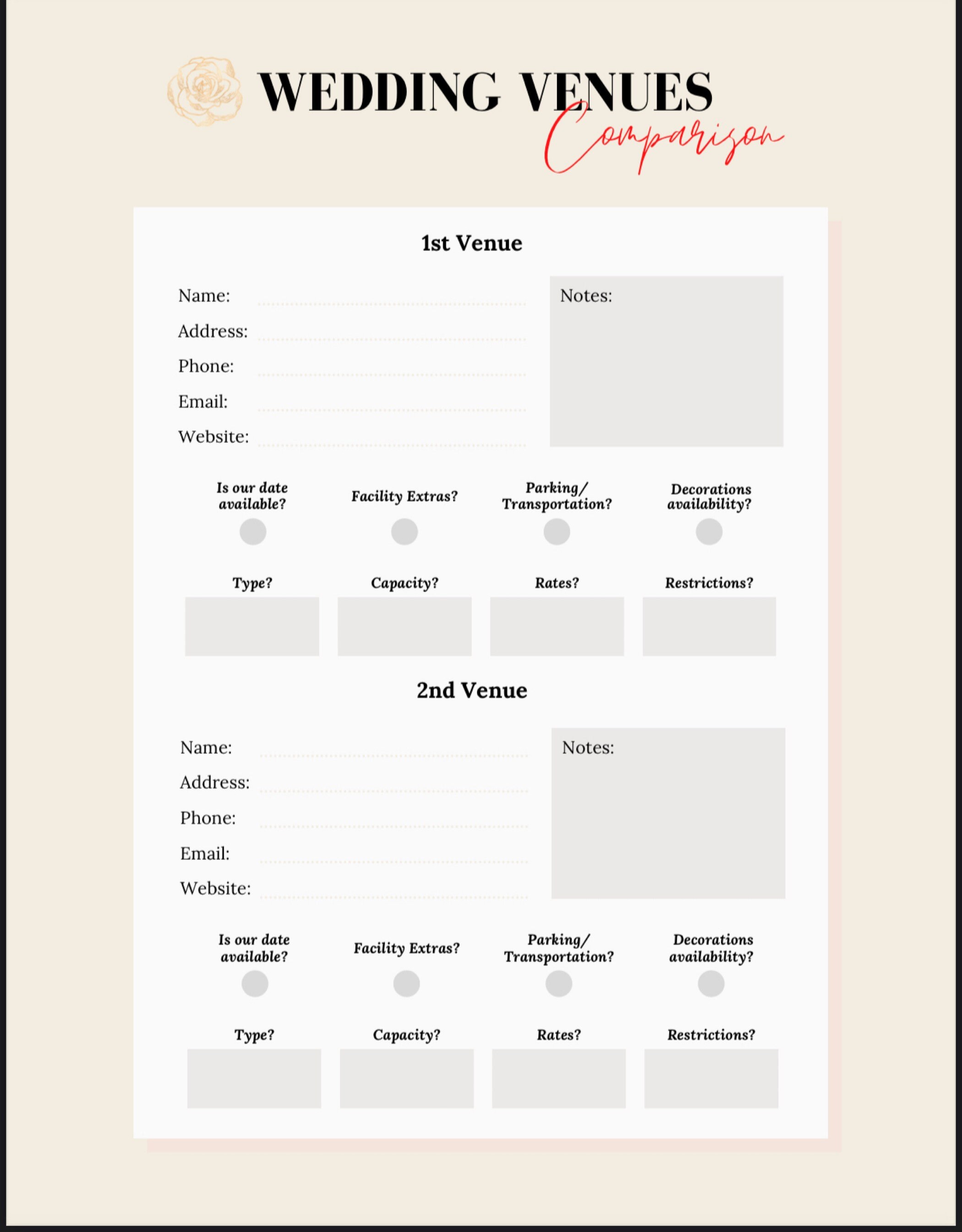 Wedding Planner Printable Checklist | Digital Wedding Planner for ...