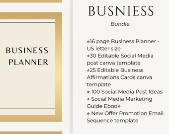 Ultimate business bundle, Social Media Templates, Canva Templates, Business Affirmations, Business Planner, Branding Tips, instant download