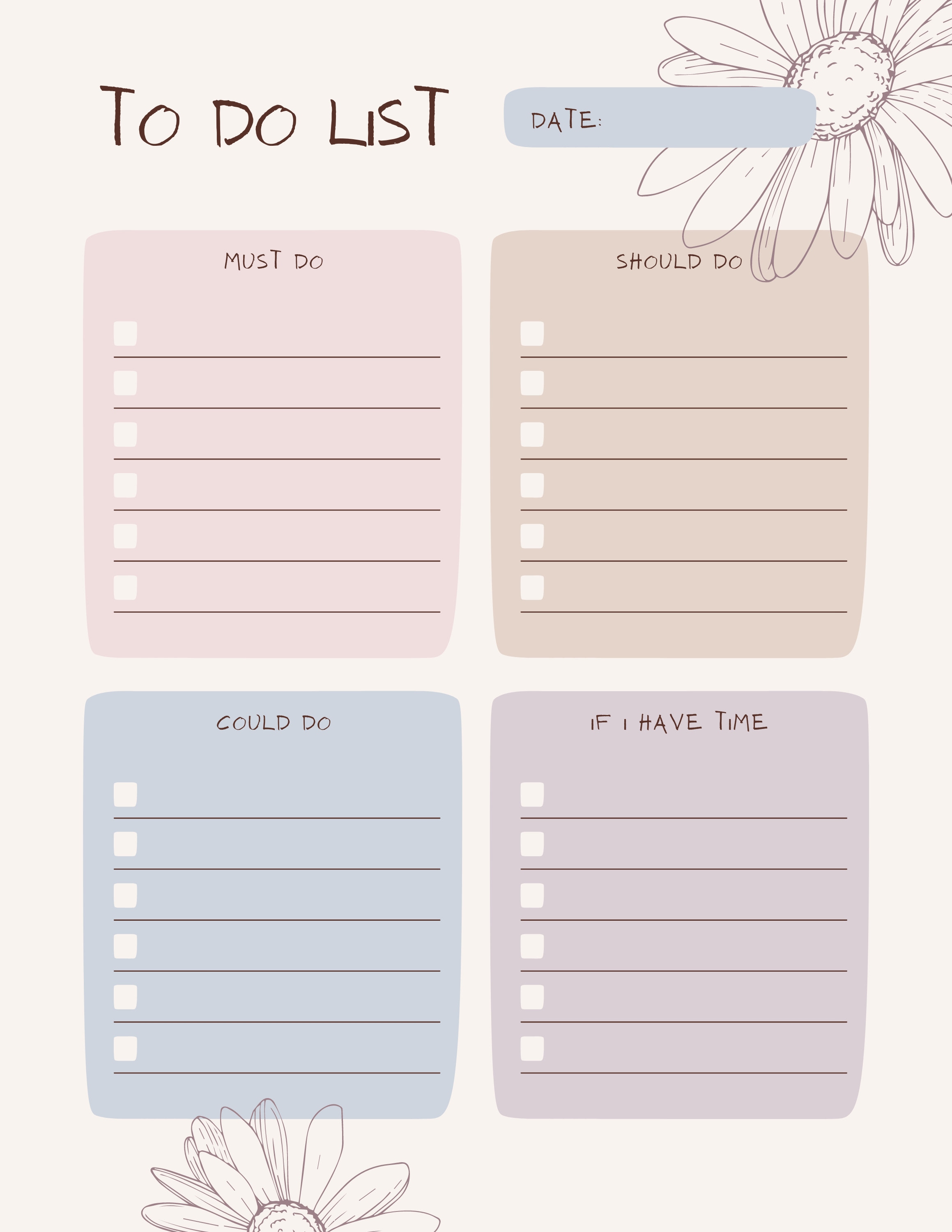 To Do List Printable, to Do List Planner Page, Productivity