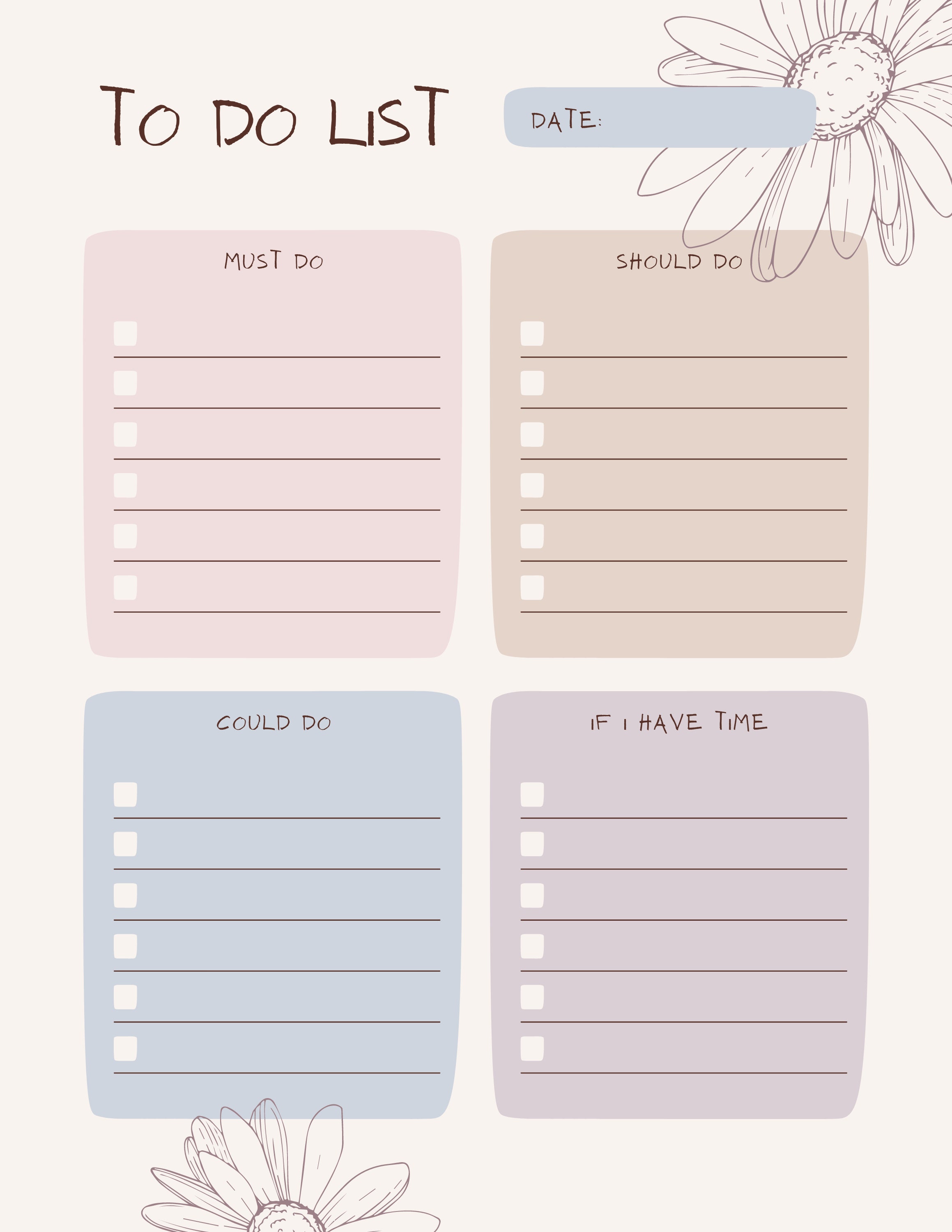 To Do List Printable, to Do List Planner Page, Productivity