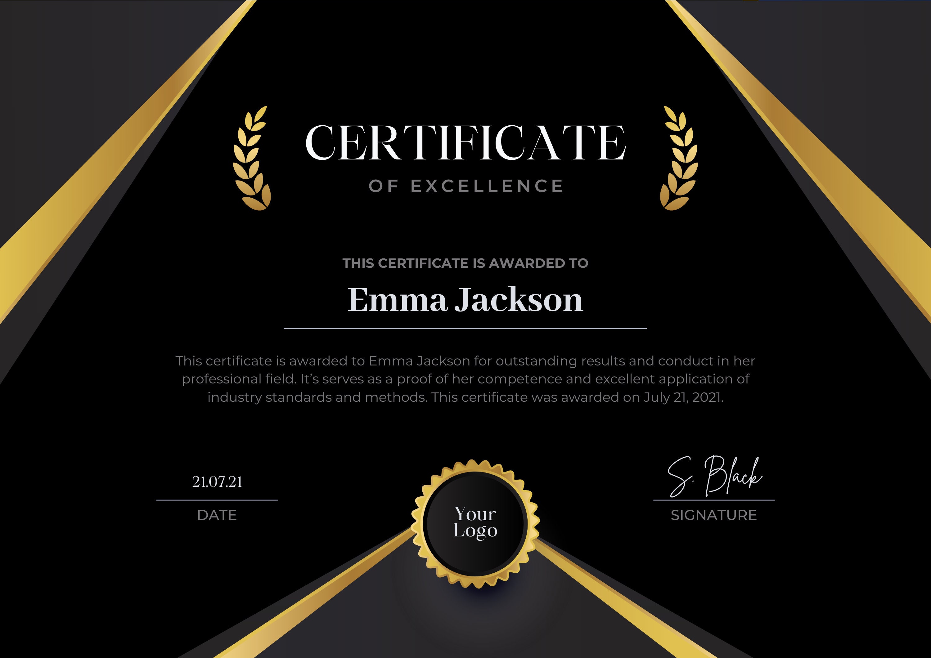 Certificate of Excellence, EDITABLE Certificate, Corporate Award, Certificate Template, Blank Certificate, Elegant Certificate, Download