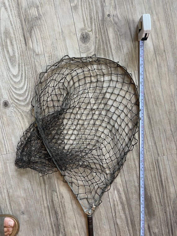 ANTIQUE VINTAGE Collapsible Fishing Net Unique From Atlantic Canada Estate  67 Inches Extended 