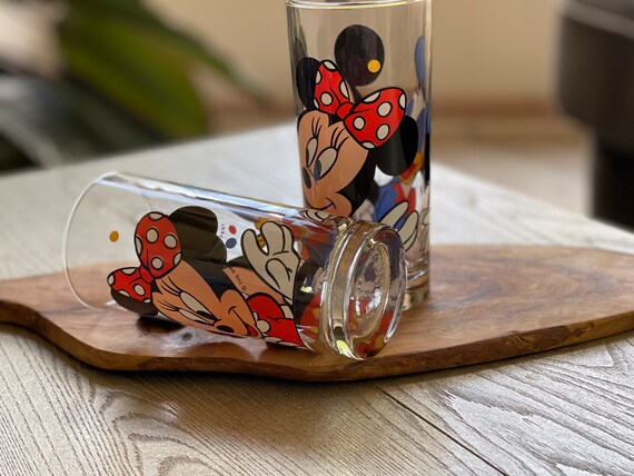 Disney 5 1/2-inch Glass Tumbler : Mickey Mouse / Minnie / Donald Duck