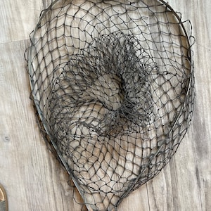 ANTIQUE VINTAGE Collapsible Fishing Net Unique from Atlantic Canada Estate 67 inches extended