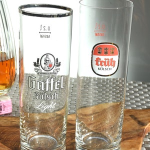 GAFFEL KOLSCH  & FRIIH  German Pilsner Set of 2  Glasses Beer Lager Ale Porter Man Cave Mug Tavern Pub