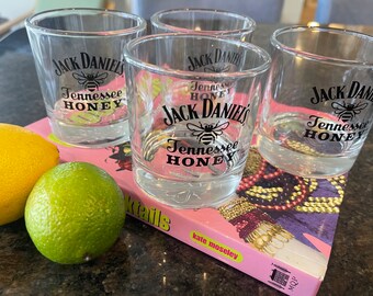 Vintage Jack Daniels Tennessee Honey Rocks Glasses Set 4 Tennessee Distillery Whiskey x