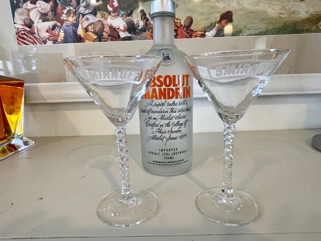 SMIRNOFF Braided Stem MARTINI Straight up Glasses Set of 2 Etsy