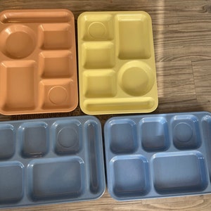 Vintage Cafeteria Trays, Silite School Lunch Trays, Blue Pink Orange, Set  of 5 