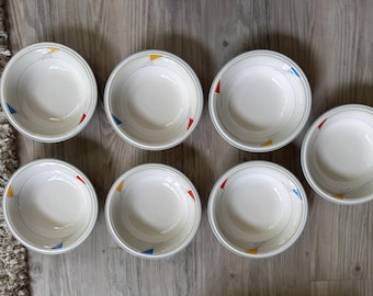 7 Studio Nova “Prima” SFO34 Salad Cereal Bowls 8 inches wide – Retro Geometric Pop Art from Japan Post Modern