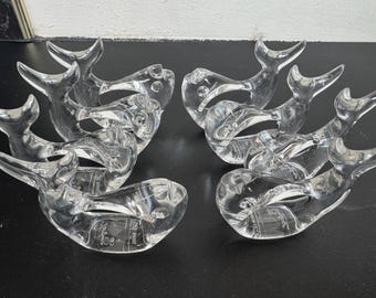 Vintage Acrylic Dolphin Napkin Rings Set Clear Lucite Coastal Beach Decor Mid Century Style Table Setting Ocean Theme Gift