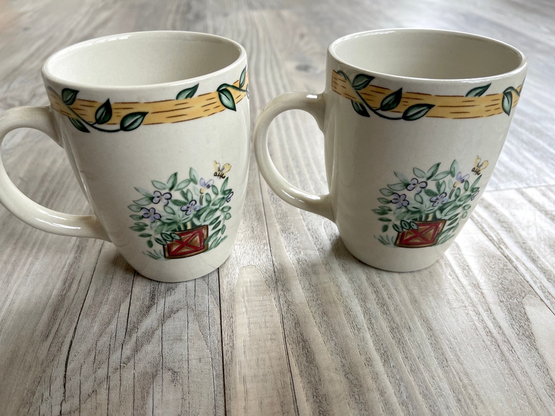 Thompson China Patterns 2 Thompson Pottery BIRDHOUSE Mug Coffee Cup Vintage Stoneware Retro ...