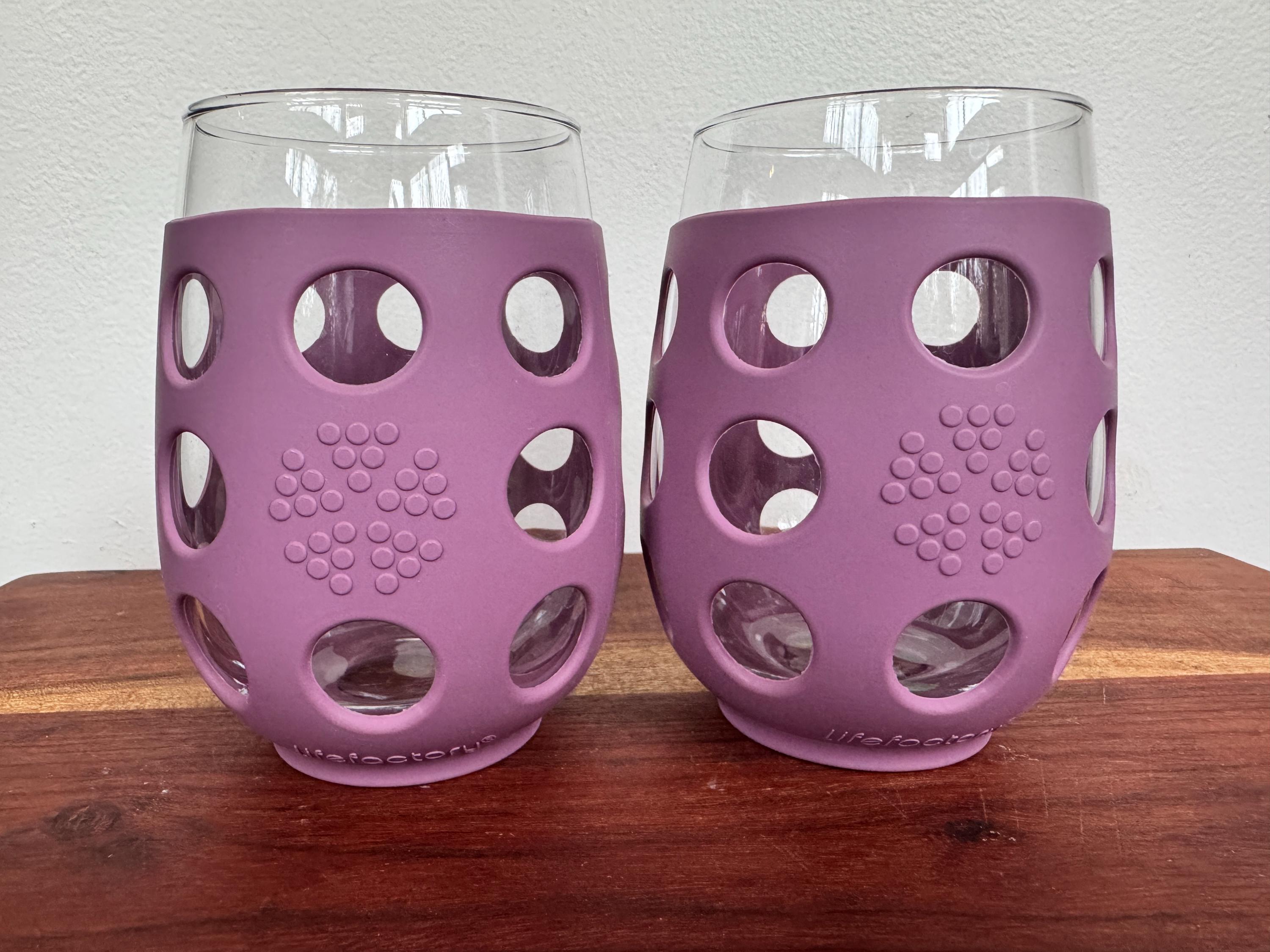 Lifefactory Silicone Sleeve Stemless Wine Glasses in Purple  Set of Two   Non-slip Grip, Modern Reusable Glassware - Etsy