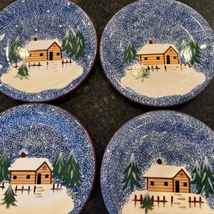 Discontinued Holly Mountain Lodge DINNER PLATE Round Log Cabin ...