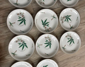 Noritake CANTON Bamboo China Saucers Set 11 Asian Influence Dinnerware