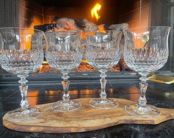 Vintage SCHOTT ZWIESEL Desiree Pattern Crystal Goblet Wine Glass Set of 4 Elegant