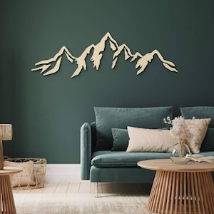 Mountain landscape wooden decoration living room mural Alps mountains made of wood Wellness Feng Shui decoration