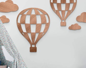Hot air balloon wooden decoration baby children's room poster made of wood door sign pictures boy girl