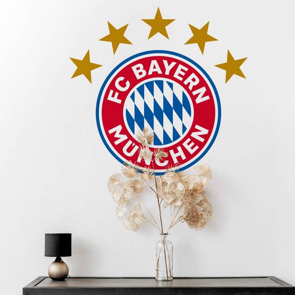 FC Bayern München Logo Wandsticker FCB Fußball Sterne Wandtattoo Set - Offizielles Lizenzprodukt