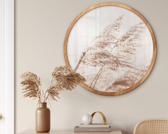 Cadre photo rond en bois Feng Shui, aspect bois bohème, sans affiche