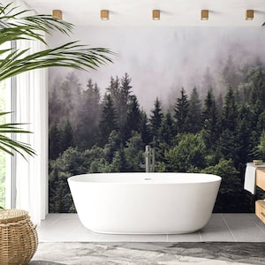 Wallpaper XXL Black Forest in the fog non-woven wallpaper nature forest photo wallpaper retro style large decoration