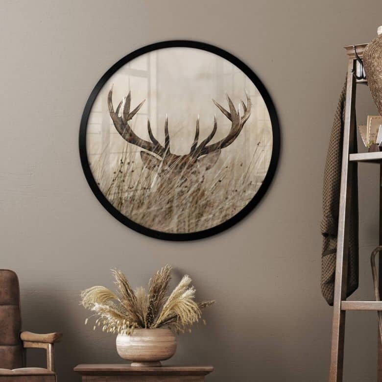 Deer Antlers Forest Animals Flower Meadow Reindeer Nature Forest Round Poster  Mural Flowers Photography Retro Kitchen Wall Poster Without a Picture Frame  - Etsy Denmark