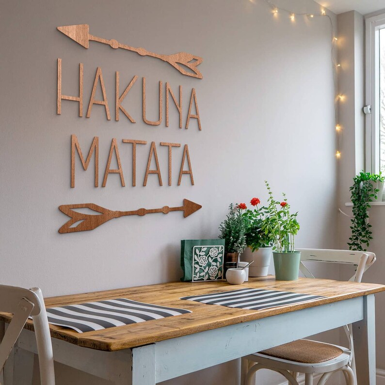 Lettrage en bois Hakuna Matata flèches décoration en bois tableau mural de salon décoration boho image 6